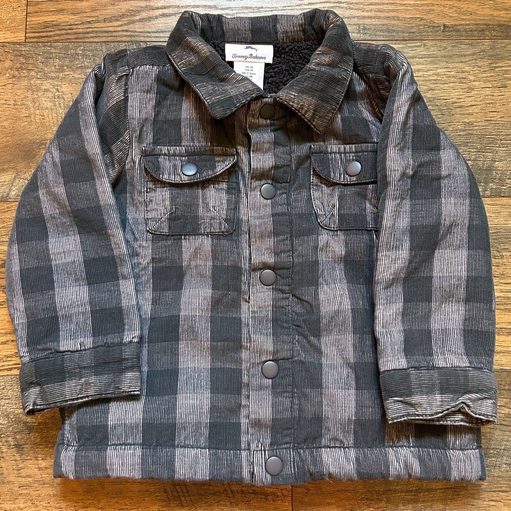 Tommy Bahama Toddler Gray Plaid Button Up Jacket Size 3T